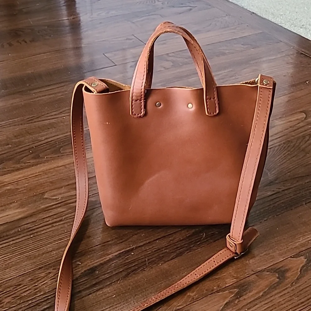 Portland Leather Mini Crossbody Tote - Honey - Picture 5 of 10
